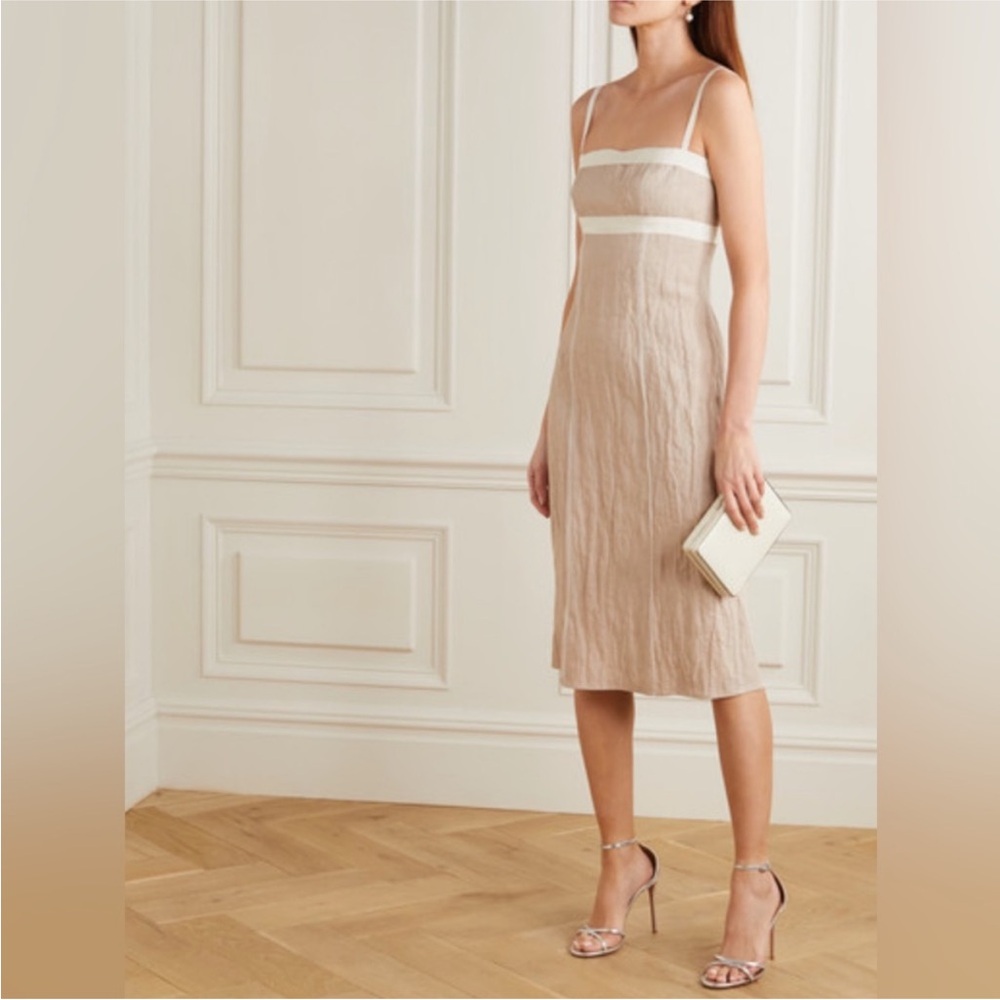Brock Collection Grosgrain Chiffon-trimmed Linen Dress